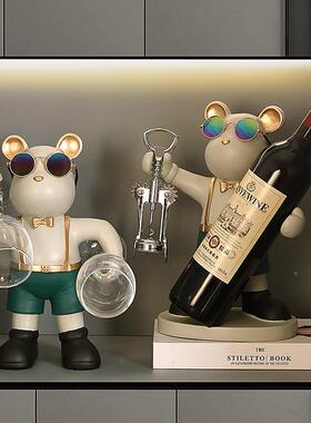 个性熊柜创意酒红轻酒架家居装饰厅客电视柜578-1现代摆件奢高档