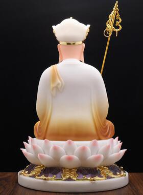 慈源阁白色大理石彩绘荷花观世音菩萨佛像观世音菩萨佛像饰品拜家