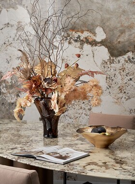 邸高酒店样板间厨房餐厅橱柜边柜软装陈列墨染果盘铜马设计师摆件