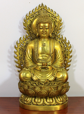 地藏王菩萨铜像释迦牟尼佛像观音菩萨娑婆三圣纯铜佛像摆件