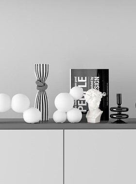 速发黑白轻奢合档艺术组高抽象摆件客酒厅柜办公室创意家居桌面装