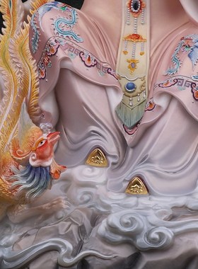 速发九天玄像善仿汉白玉供奉家用脚踏凤凰九娘玄娘天神像宝体缘