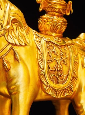 速发件式尼泊尔工艺用平有象 密宗铜鎏金家太象宝供奉摆藏  十寸