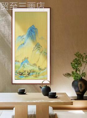 网红新式玄关山画竖水版山中国饰风挂画中式靠装画走中廊办公室挂