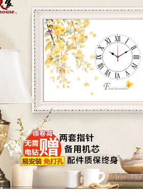 速发现代简约抽象电表箱带钟表总开关电闸盒装饰画遮挡画时钟壁画