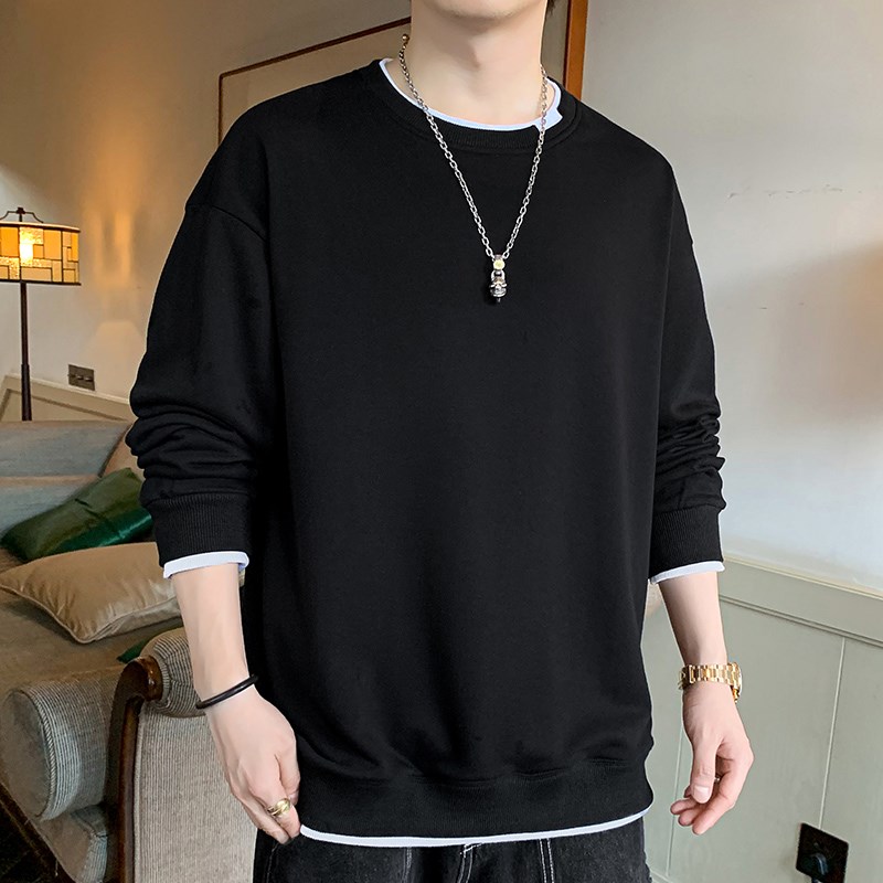 速发内024新款长袖T卫打底衫薄款2搭秋衣可外穿假两件士衣潮 - 图1