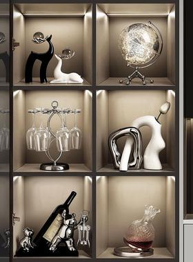 红酒杯架酒柜装饰品摆件现代轻奢高档家居客厅边柜电视柜展示套装