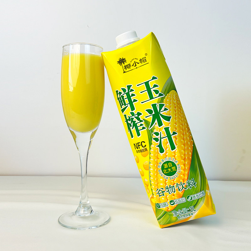 2瓶1L装！椰小帽鲜玉米汁NFC谷物饮料