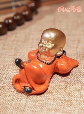 全铜摆件中式小和尚桌面茶宠小沙弥客厅电视柜家居装饰摆件工艺品