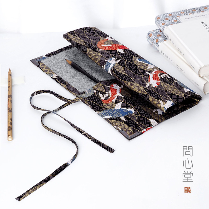 问心堂笔帘宫廷布艺笔帘书法毛笔袋卷笔国画书法写生文具袋笔盒文,淘宝优惠券,粉丝福利购,淘宝优惠卷