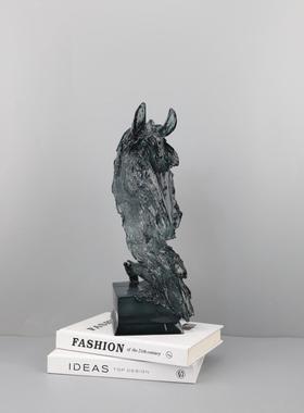 现简约透明树代脂马摆样头0988雕塑工艺品件客厅书房玄关板房家居
