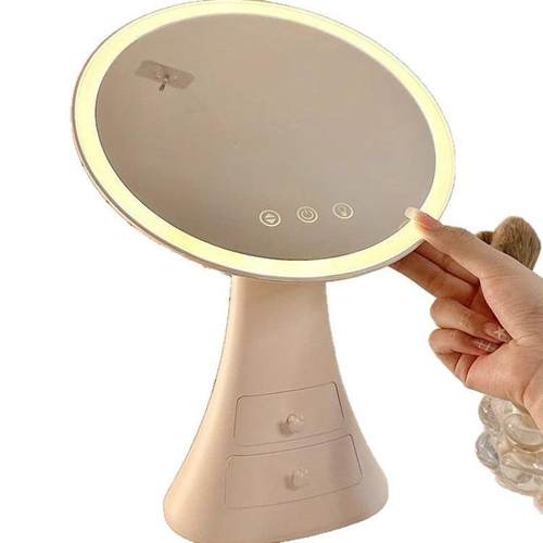 0LED镜一子化妆镜收纳盒WEK体225新款带梳灯台式桌面卧室妆台补光 - 图3