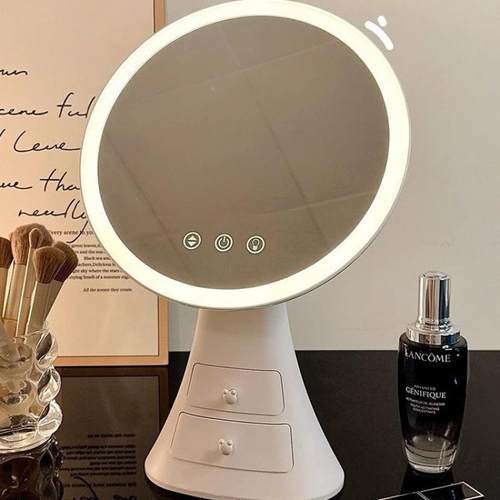 0LED镜一子化妆镜收纳盒WEK体225新款带梳灯台式桌面卧室妆台补光 - 图2