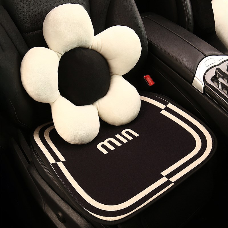 现货速发汽车坐垫四季通用车内座套可爱座椅套秋冬半包后排单片毛 - 图1