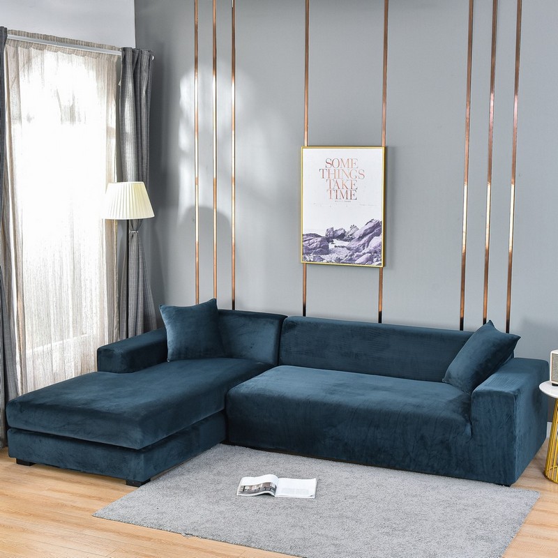 Silver fox plush sofa cover full cover high