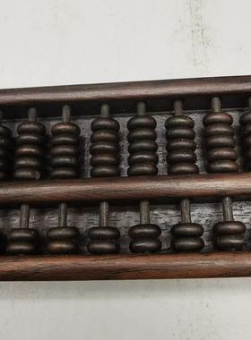密底算盘实木雕复古老物件古玩收藏精打细算文房老黑檀木桌面装饰