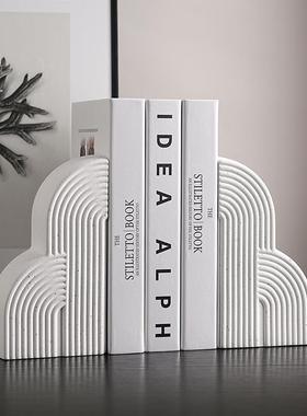 拱形线性设计手工艺术陶瓷书档仿真书客厅样板间书房办公室装饰品