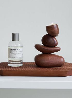 莫语 创意烛台摆件 原创设计木质磁吸装饰中古复古风客厅玄关礼品