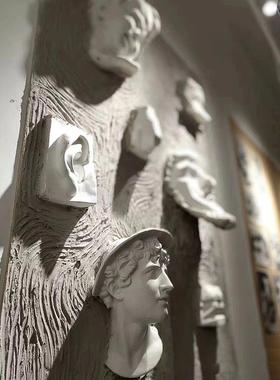 石膏人物挂墙半面雕塑切面挂件素描写生教具亚历山大文创墙石膏像