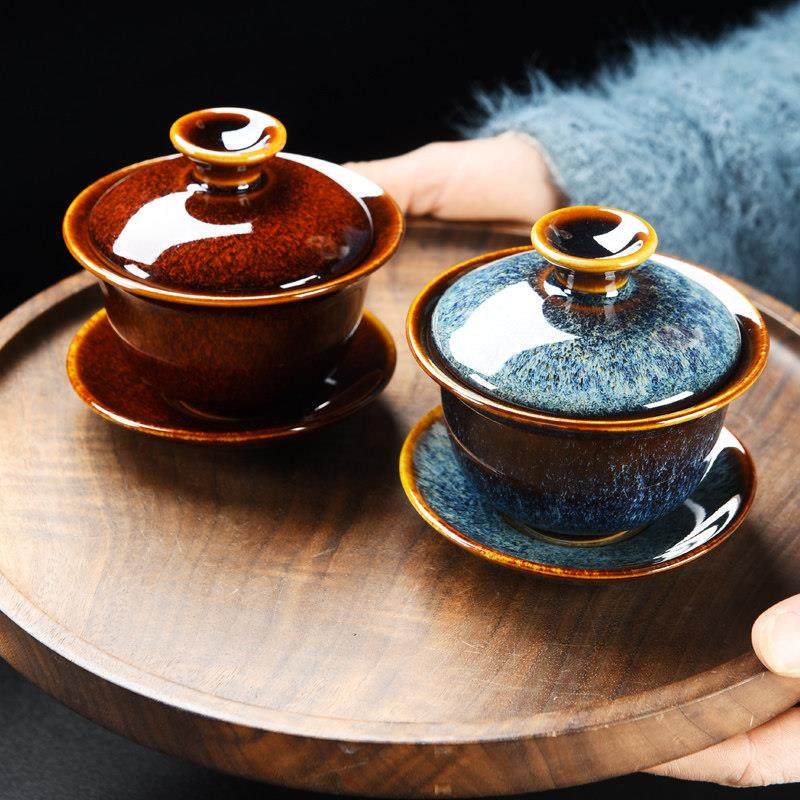 窑变大号功夫茶具家用手抓泡茶碗茶道单个陶瓷茶杯天目釉三才盖碗,淘宝优惠券,粉丝福利购,淘宝优惠卷