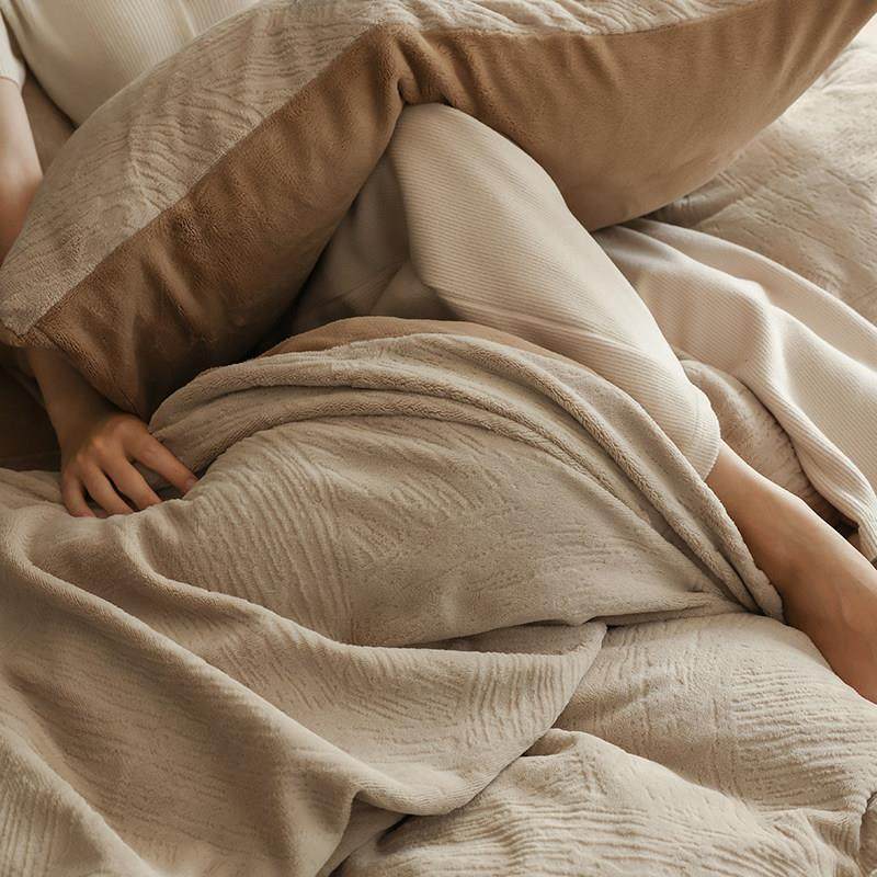 冬季法式加绒加厚珊瑚牛奶绒四件套床笠款保暖被套双面法兰绒床品,淘宝优惠券,粉丝福利购,淘宝优惠卷