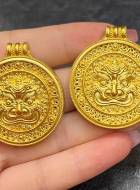 韦雪同款金包银吞金独角兽貔貅罗盘吊坠招财运转锁骨毛衣链送女友