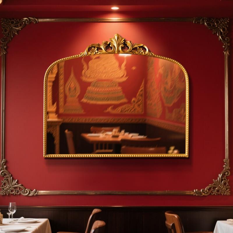 法式铁艺装饰镜简约欧式ins风家用卧室卫生间客厅拱形镜子网红镜 - 图1