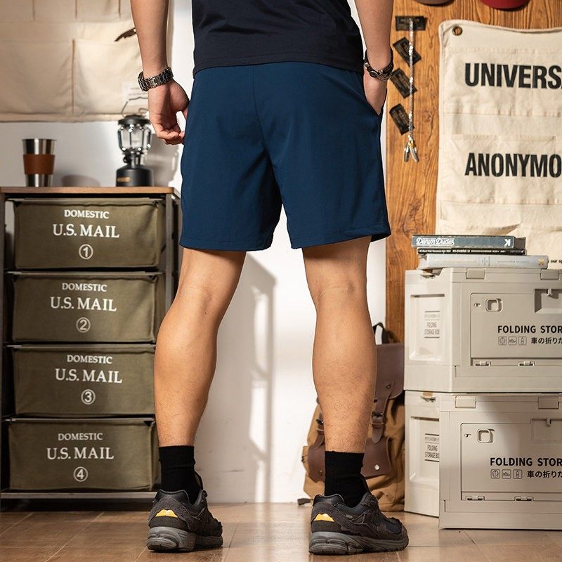藏青色速干透气运动短裤男健身四分2025夏季户外跑步弹力4分裤子,淘宝优惠券,粉丝福利购,淘宝优惠卷