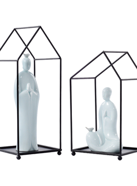 新中式禅意花瓶陶瓷摆件创意家居客厅茶几玄关电视柜茶室软装饰品