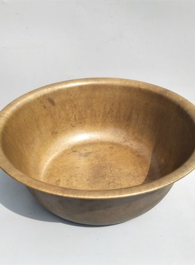 特大号铜盆纯铜家用盆加厚手工老铜盆宽边火盆仿古洗脸泡脚盆烤火