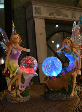 美式乡村花园装饰庭院仙女摆件发光花仙子创意阳台布置院子摆设