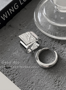 现货速发时尚褶皱素圈开口冷淡风小众嘻哈食指戒爆款对