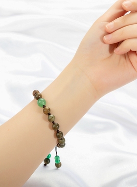 现货速发会变色绿檀木质佛珠手串学生檀香情侣手链文艺民族风简约