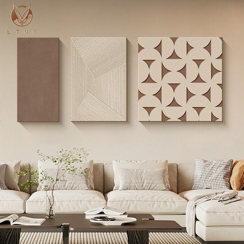 侘寂风客厅沙发背景墙装饰画抽象艺术组合三联壁画肌理高级感挂画,淘宝优惠券,粉丝福利购,淘宝优惠卷