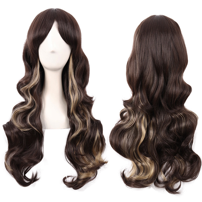 潼漫 cos假发女长卷发自然蓬松大波浪70cm深棕色金色混色动漫头套,淘宝优惠券,粉丝福利购,淘宝优惠卷