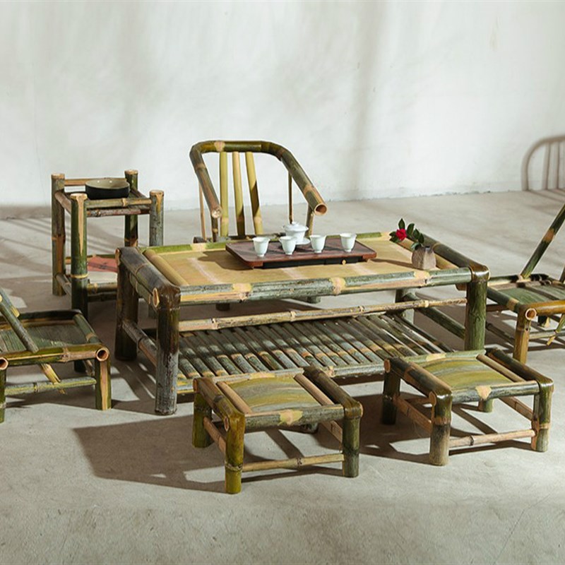 竹子榻榻米桌子楠竹小茶几桌椅组合新中式传统复古怀旧竹制品家具 - 图0