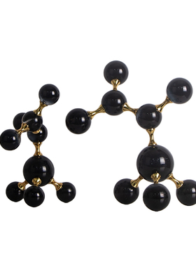 欧美极简轻奢样板间办公室书房博古架装饰品金属水晶分子结构摆件