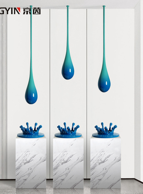 雕塑水滴吊饰装饰品酒店客厅售楼部天花吊顶挂件创意水花艺术摆件