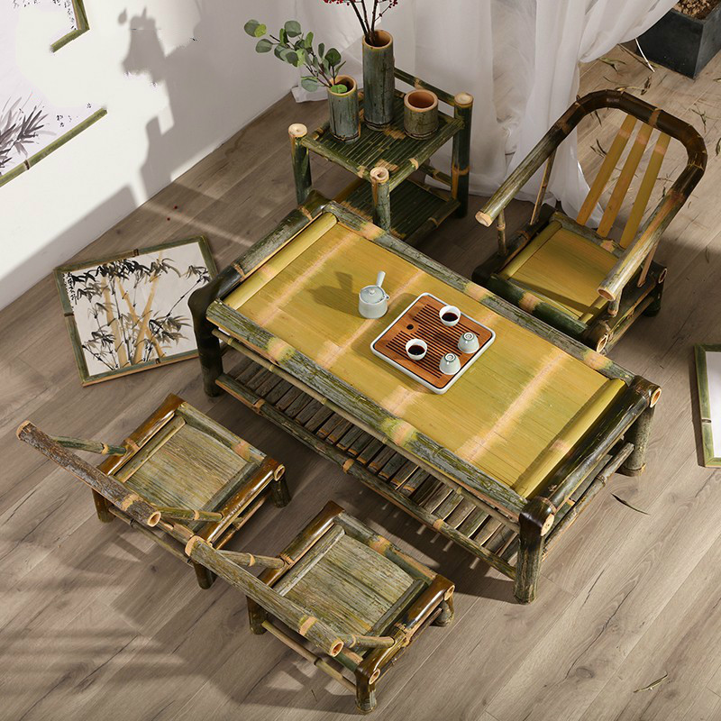 竹子榻榻米桌子楠竹小茶几桌椅组合新中式传统复古怀旧竹制品家具 - 图1