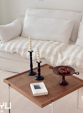 复古中古风耳朵果盘高脚托盘桌面装饰品收纳层架摄影双耳托盘