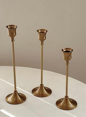 ins复古铜艺烛台装饰摆件生日婚礼餐桌欧式浪漫烛光晚餐拍摄道具