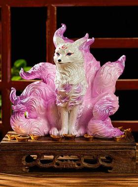 九尾狐摆件灵狐招财小狐狸仙狐佛堂神像家里摆设卧室桌面装饰礼物