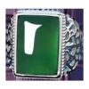Domineering ring for men S natural chrysoprase color imitation gemstone open mouth not easy to fade silver plated
