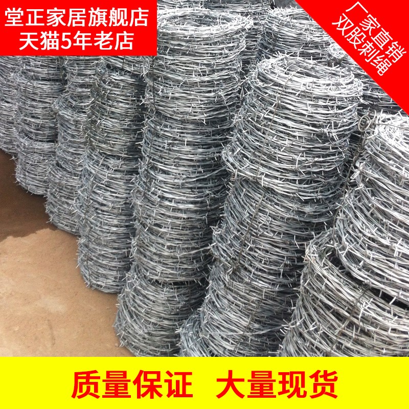 镀锌刺绳铁蒺藜防爬刺防盗网铁丝网围栏带刺铁丝护栏网防护刺网 - 图0