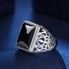 Domineering ring for men S natural chrysoprase color imitation gemstone open mouth not easy to fade silver plated