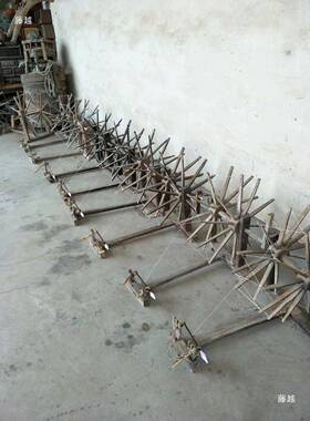 旧俗老物件织布thh$*&lz机纺车民农耕农具复古怀收藏农村旧物件车