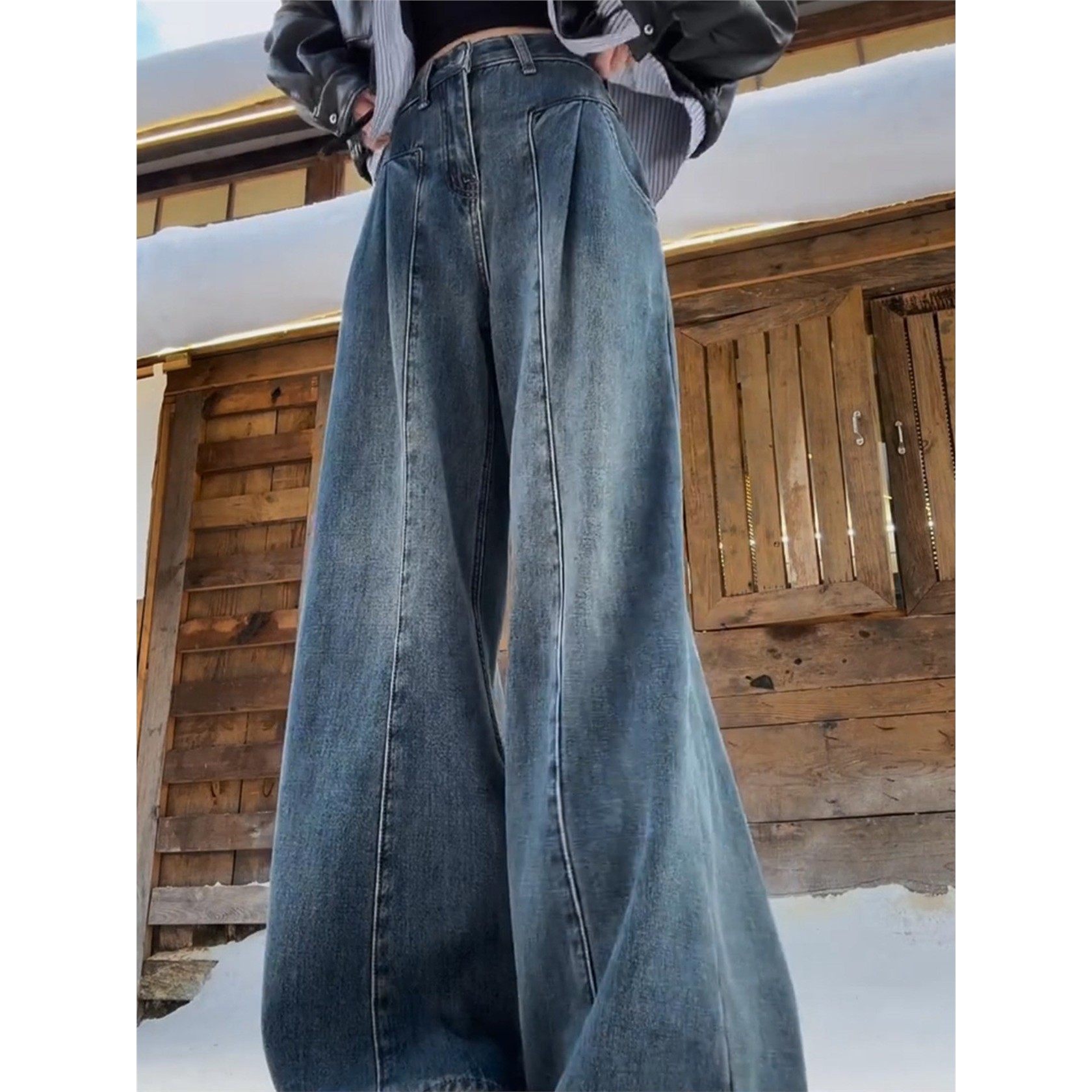 覆古加绒加厚牛仔裤女大码冬梨型身材bf慵懒风裤子胖mm宽松阔腿裤,淘宝优惠券,粉丝福利购,淘宝优惠卷