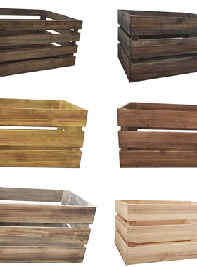 木箱子储物箱实木k复古收纳箱超市陈列木箱道具橱窗装饰水果框装