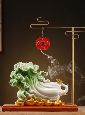 百财如意玉白菜聚福招财摆件客厅电视酒柜玄关装饰品店铺开业礼品