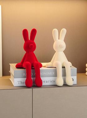 创意长耳兔子坐姿摆件轻奢高档软装高级家居客厅电视柜酒柜装饰品